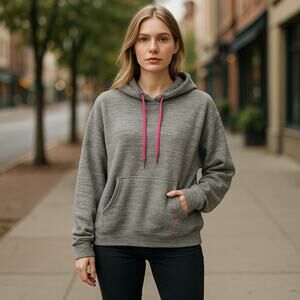 DB SUNDAY GRAY PULL OVER SWEATSHIRT WITH BREAST CANCER LOGO SIZE 2XLARGE
